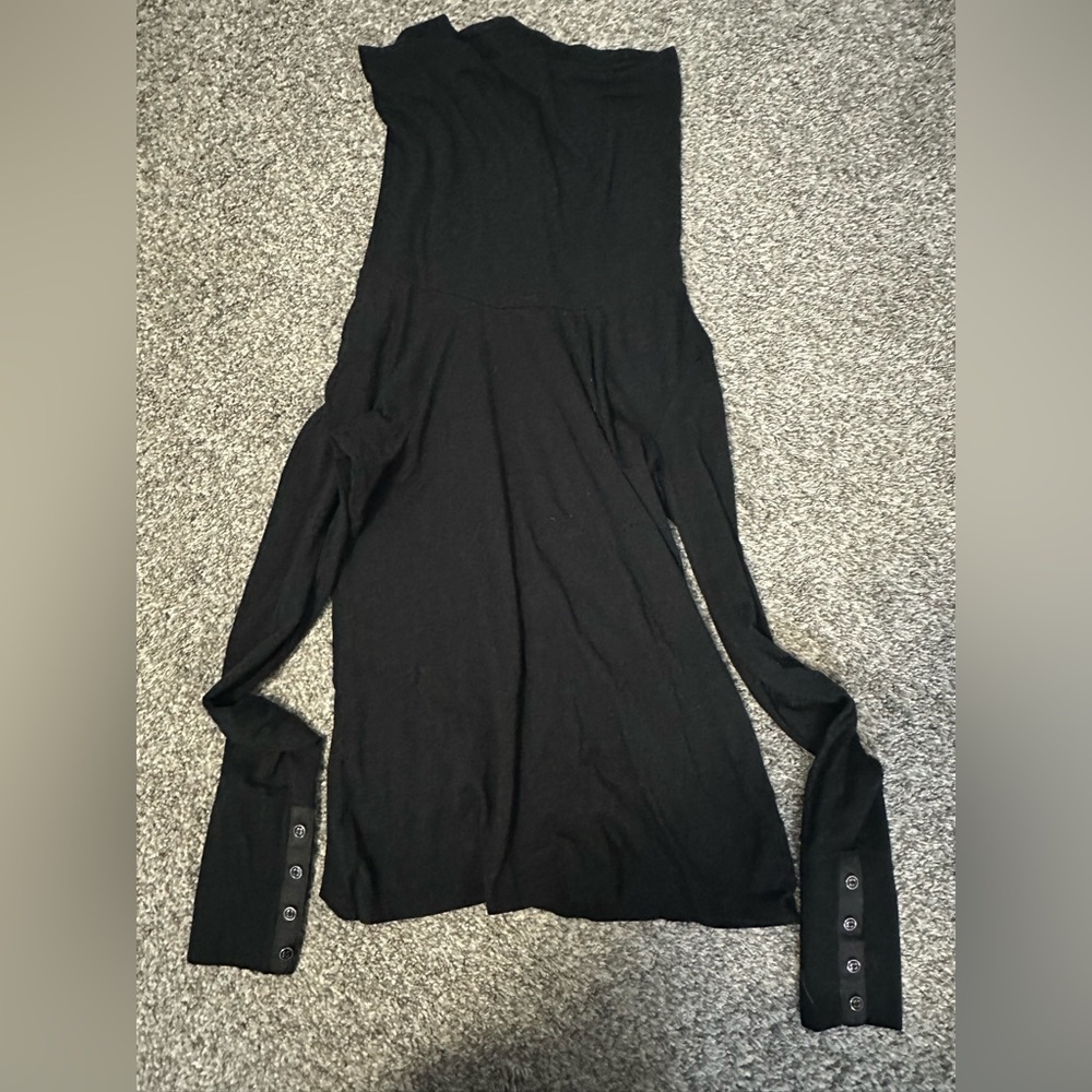 Black Turtleneck with Button Detail